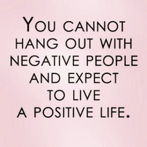 Saying that you cannot hang out with negative people and expect to live a positive live related to debt