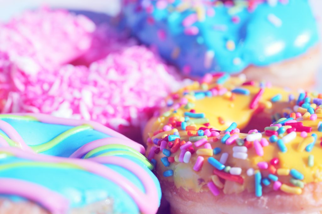 image of colorful donuts with sprinkles r/t a healthy lifestyle.